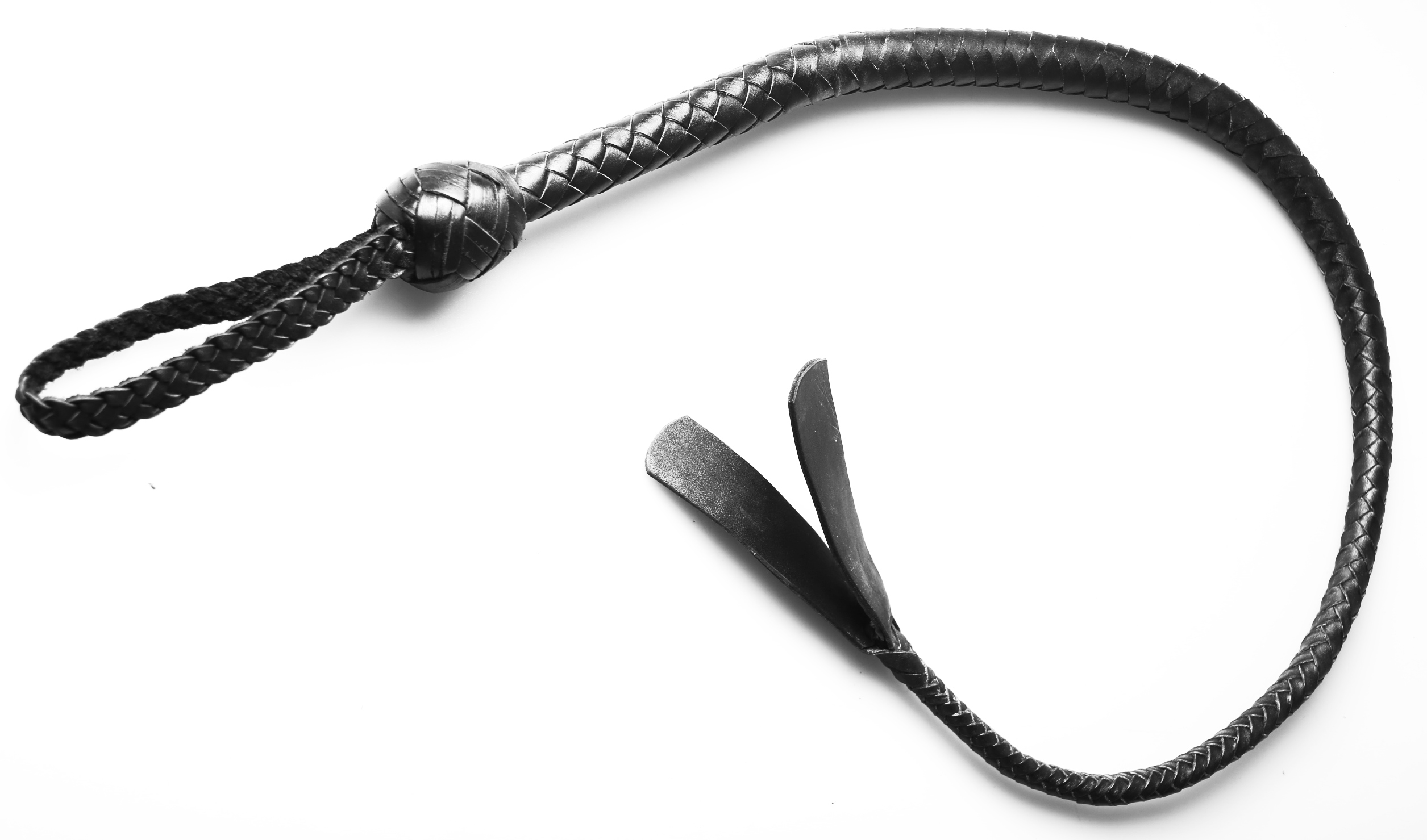 kurze Lederpeitsche mit Klatsche - fiese Ente