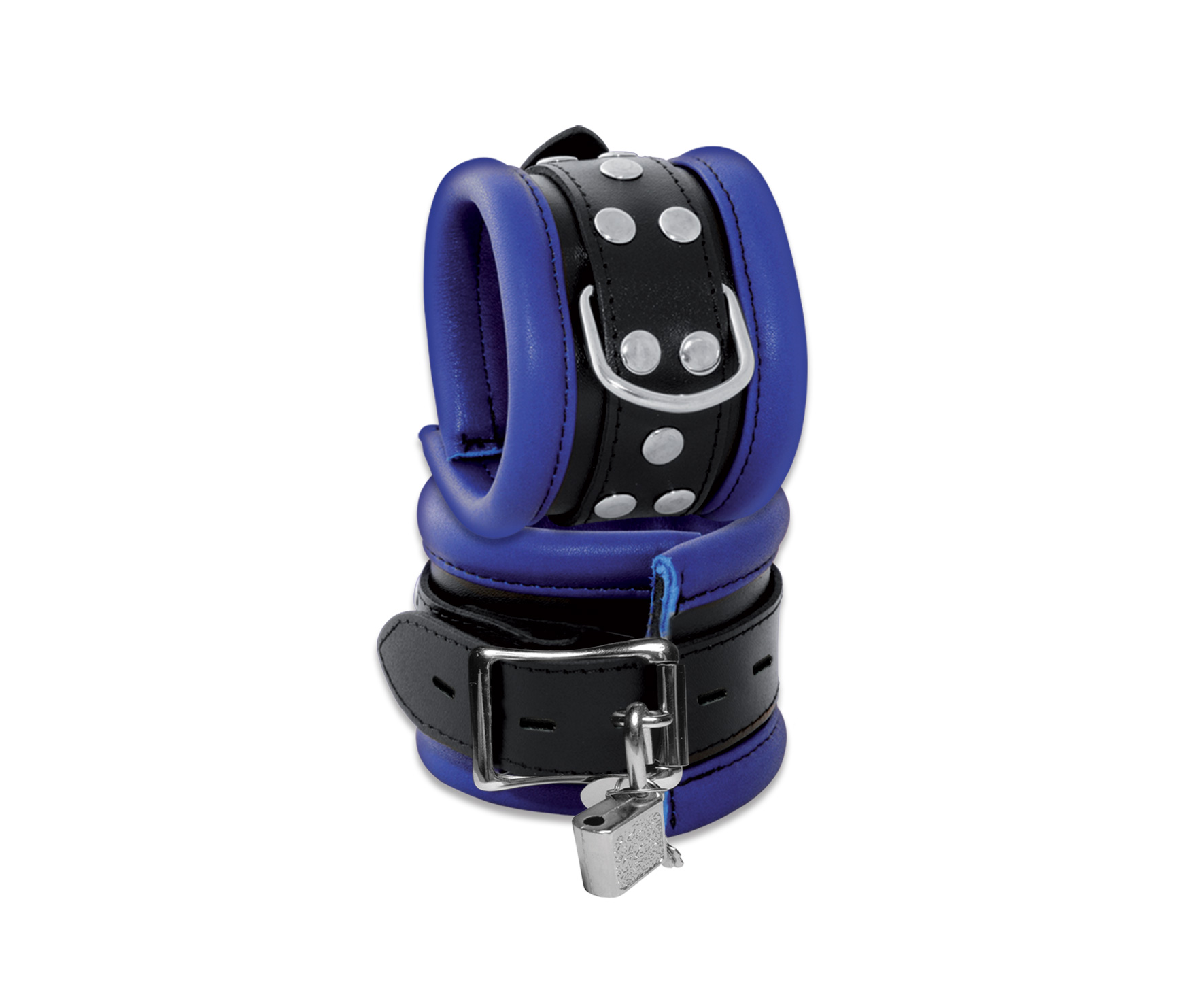 High Quality - Leder Handfessel Blue abschließbar